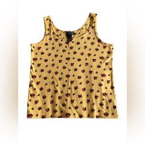 Vintage Lauren Ralph Lauren yellow Rose Tank top. 100% Cotton. Size Medium.
